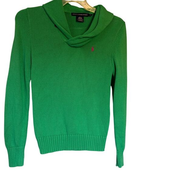 Ralph Lauren Sport Women Shawl Collar Pony Logo Sweater Pullover Vintage Y2k - Picture 1 of 7